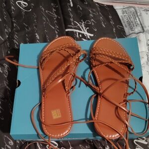 Brown Braided Women's Gladiator lace Up Sandals